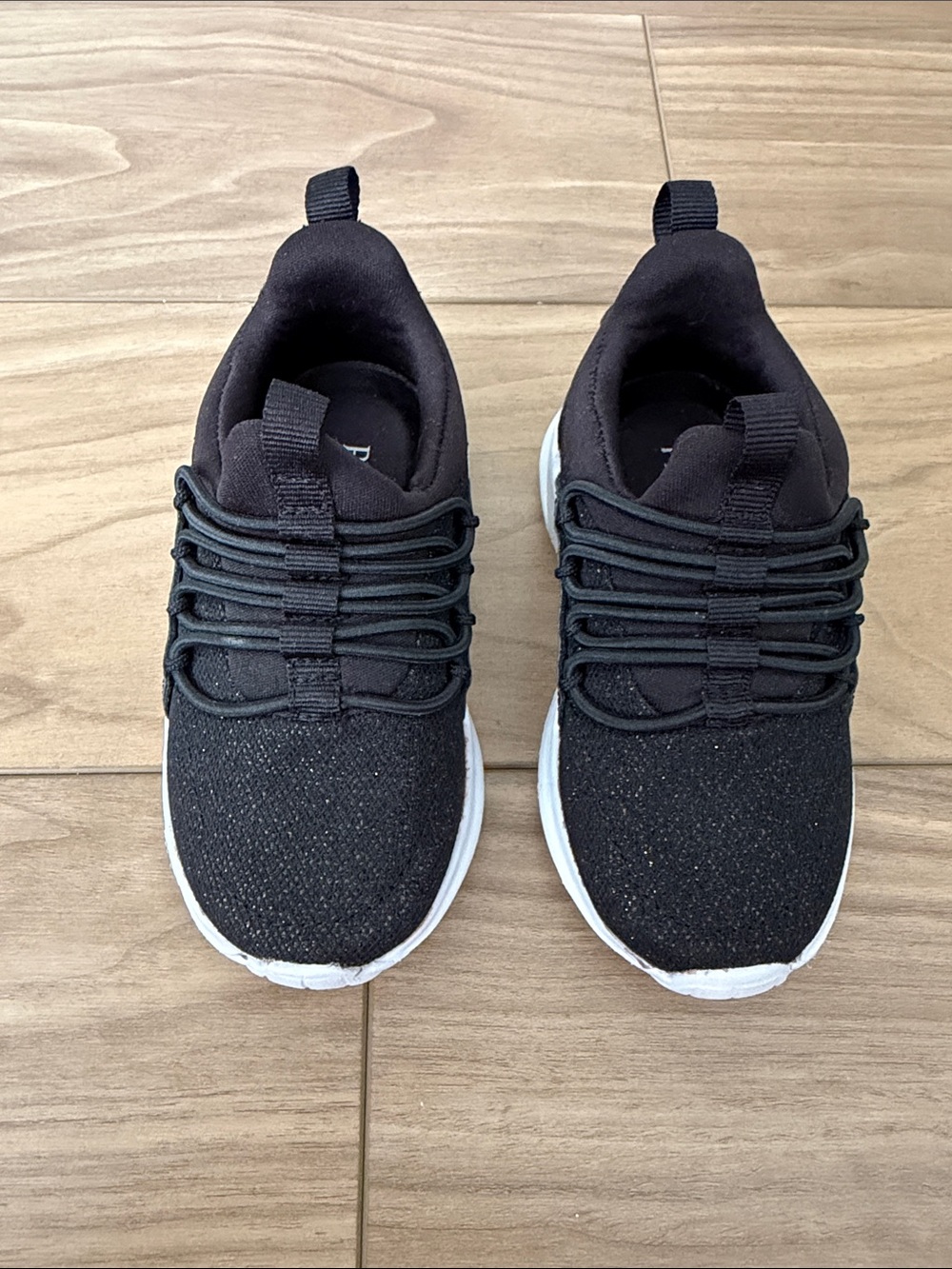 Casual Black Glitter Kids Sneakers with White Sole